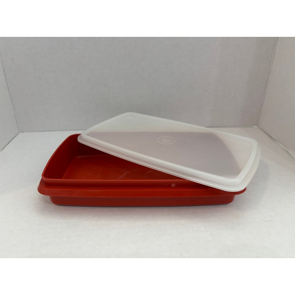 Vintage Tupperware Red Cold Cut Keeper 816-2 Rectangular Container with Lid USA